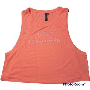 SWEATY BETTY cropped pink tank size XL No Pain No Champagne